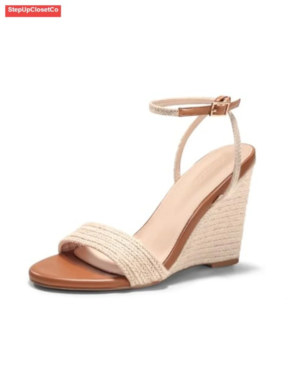 Womens Espadrille Wedges Sandals Raffia Open Toe Ankle Strap Summer Shoes